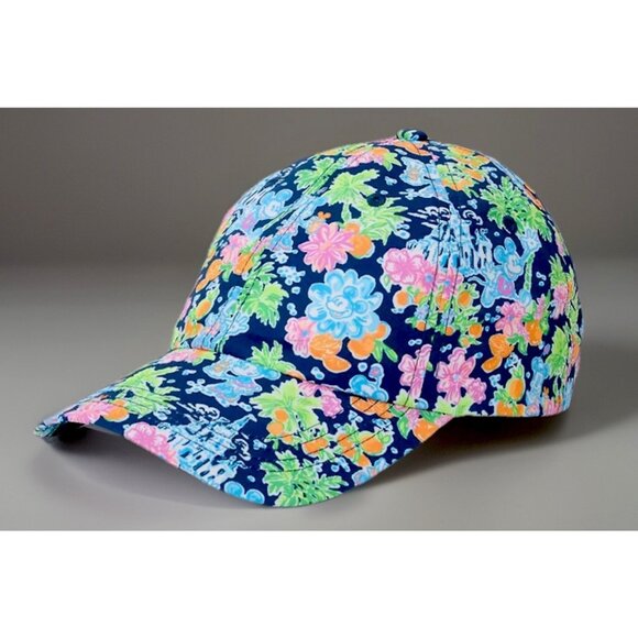 Disney Parks Lilly Pulitzer Dreamin Hat Baseball Cap Pink Minnie Daisy Castle - Picture 1 of 4
